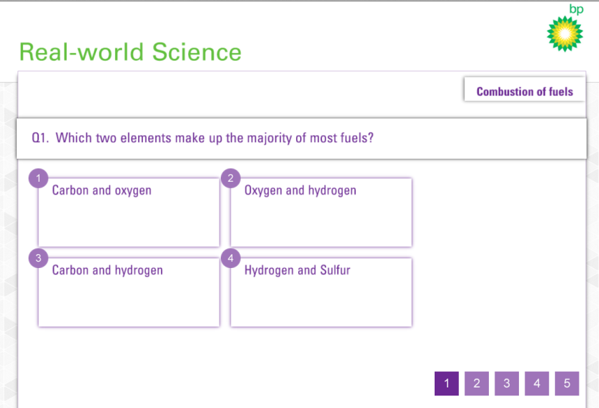 BP_Educational_Service Combustion of fuels quiz